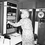 Woman with Computer in Medical Research Computing Center 1965