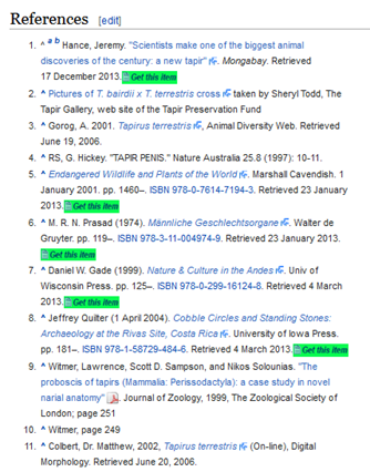 citations from the tapir article
