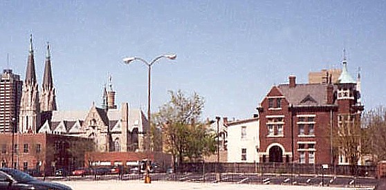 View to St. Mary's Catholic Church and Tate-Gaunt House.